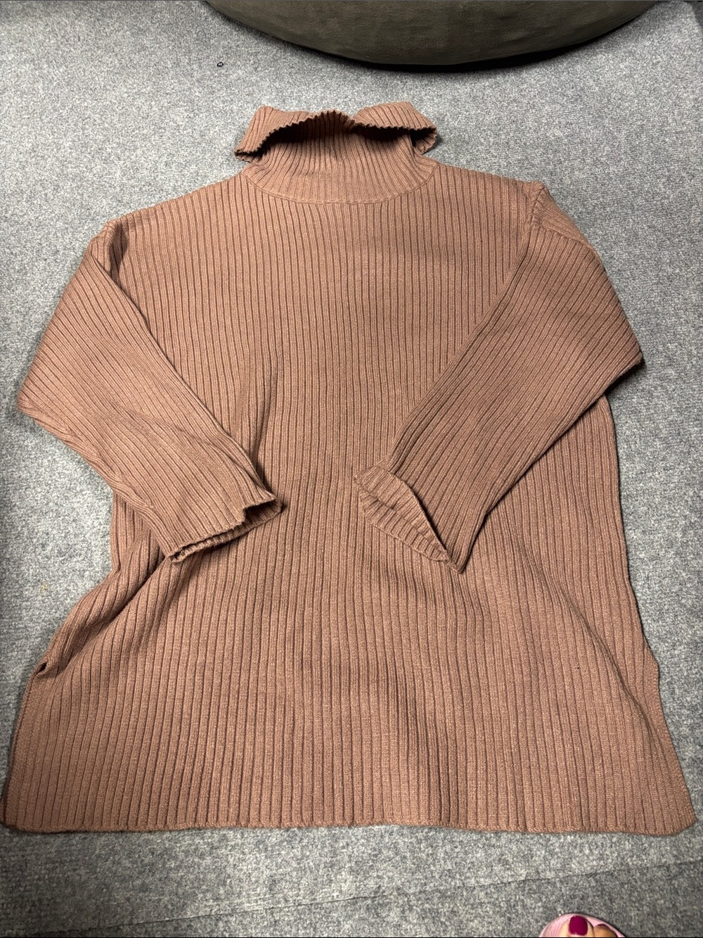 Ribbed Turtleneck Sweater tunic— Mauve Brown